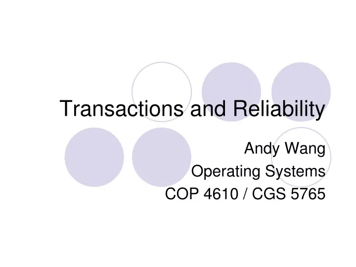 transactions and reliability