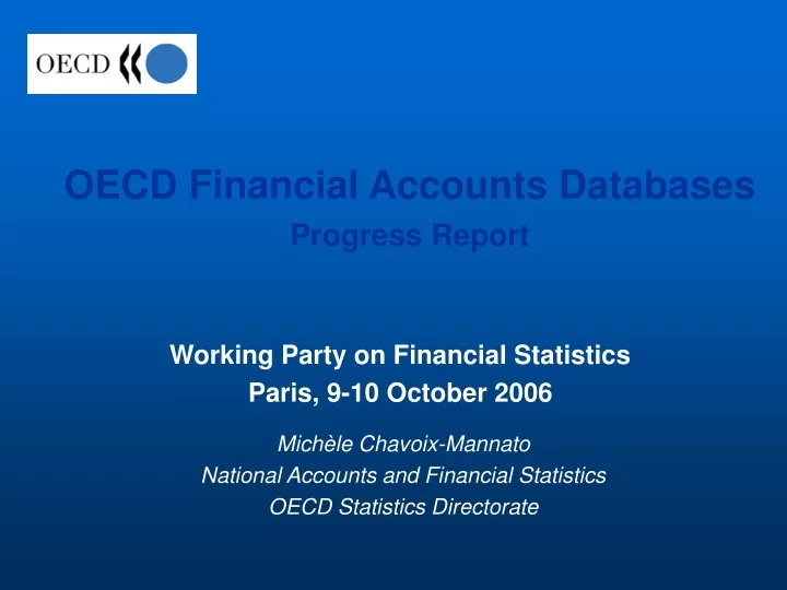 oecd financial accounts databases progress report