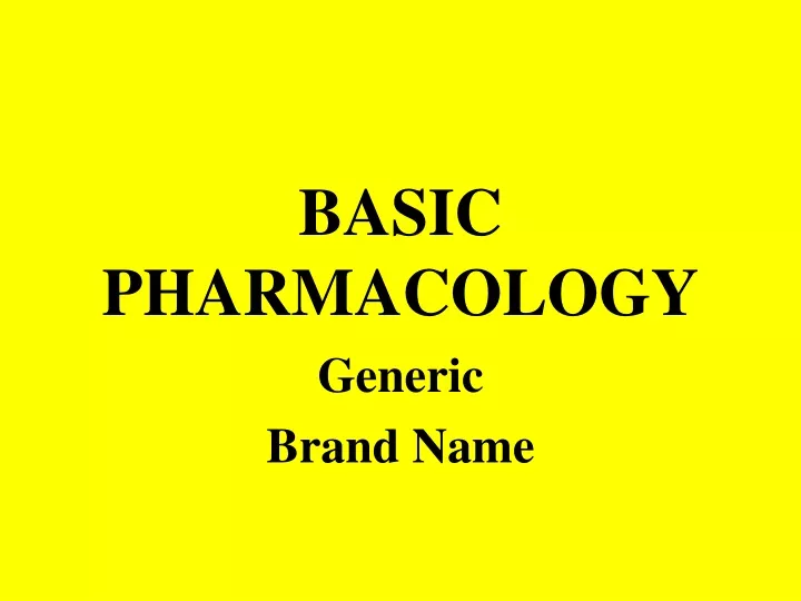 basic pharmacology