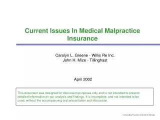 Current Issues In Medical Malpractice Insurance