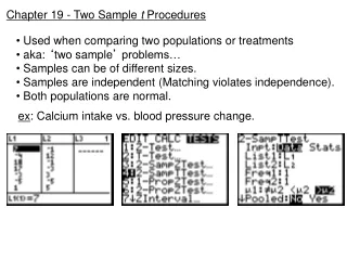 Chapter 19 - Two Sample  t  Procedures