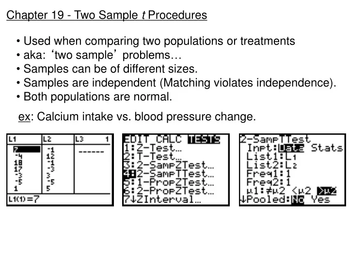 chapter 19 two sample t procedures