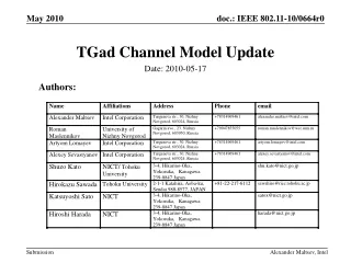 TGad Channel Model Update