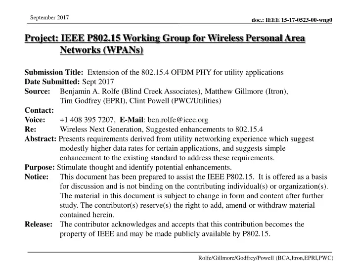 project ieee p802 15 working group for wireless