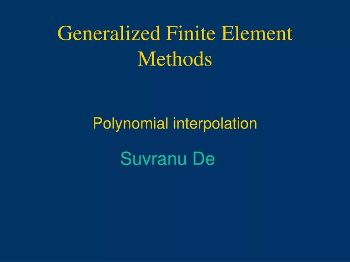 generalized finite element methods