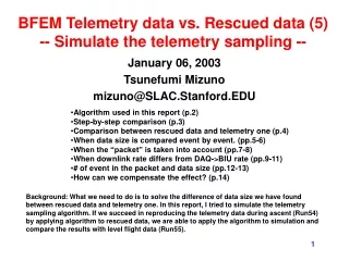BFEM Telemetry data vs. Rescued data (5) -- Simulate the telemetry sampling --