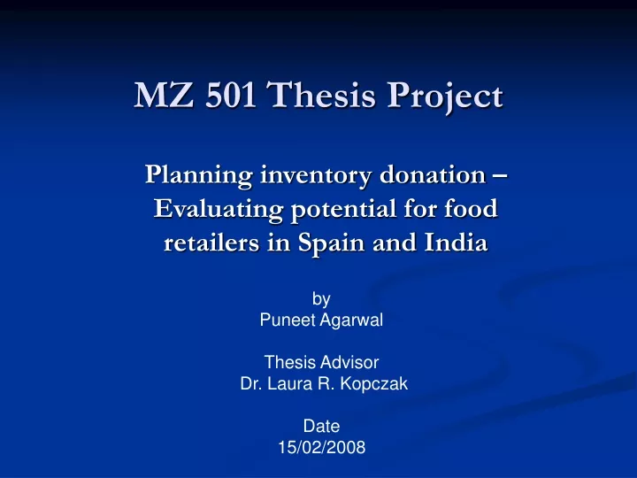mz 501 thesis project