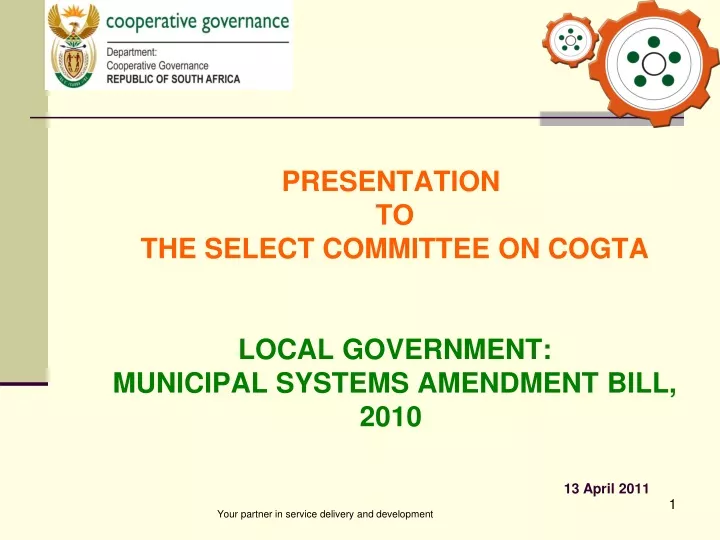 presentation to the select committee on cogta