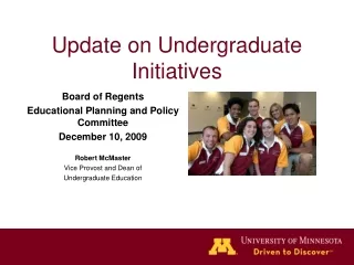 Update on Undergraduate Initiatives