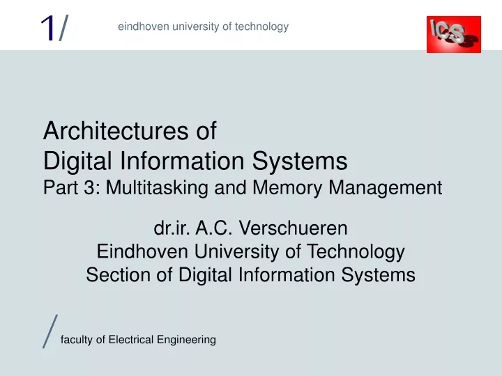 architectures of digital information systems part 3 multitasking and memory management