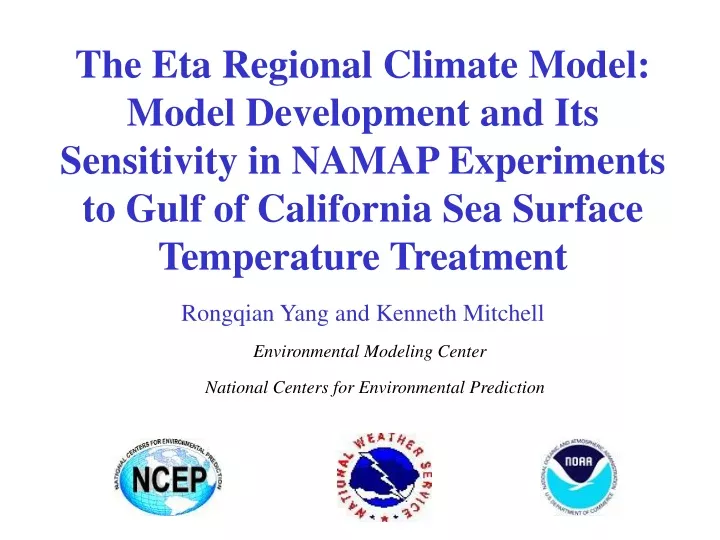 the eta regional climate model model development