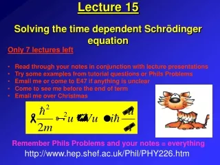 Lecture 15 Solving the time dependent Schr ö dinger equation
