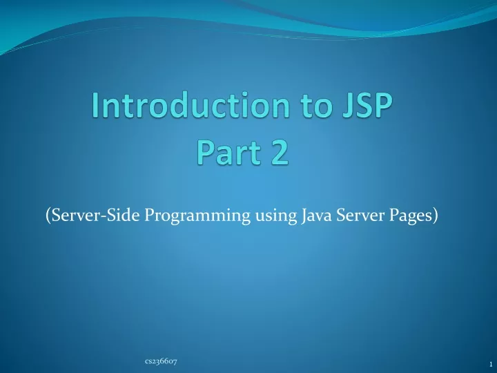 introduction to jsp part 2