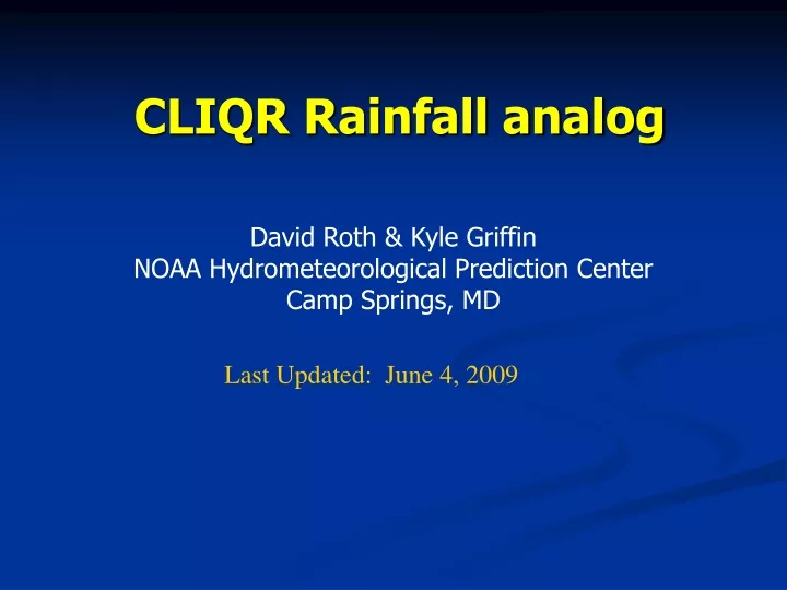 cliqr rainfall analog