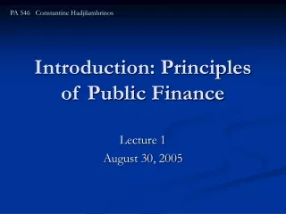 Introduction: Principles of Public Finance