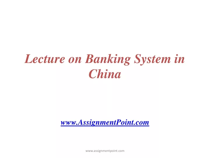 lecture on banking system in china