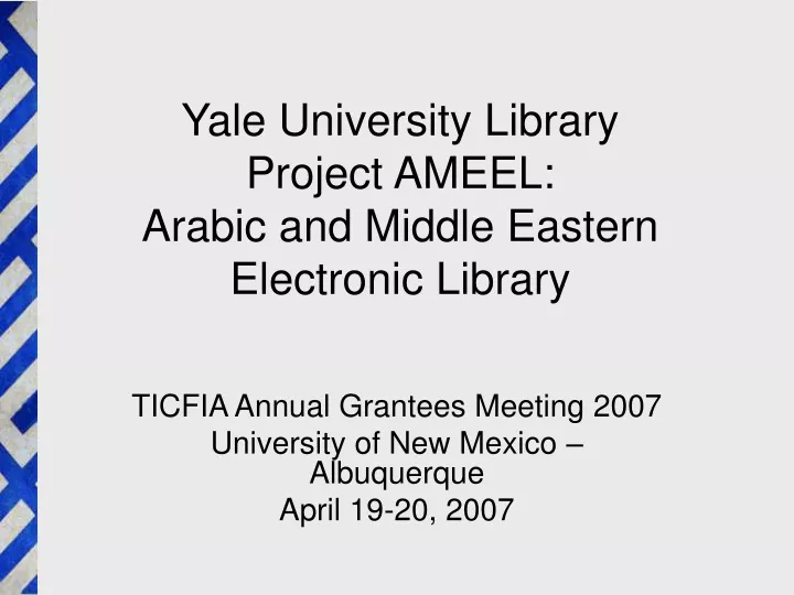 yale university library project ameel arabic and middle eastern electronic library