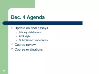 Dec. 4 Agenda