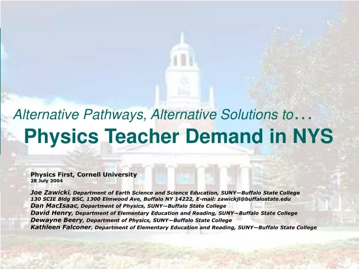 alternative pathways alternative solutions to physics teacher demand in nys