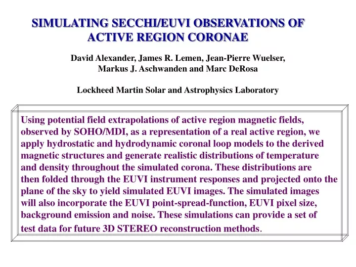 simulating secchi euvi observations of active