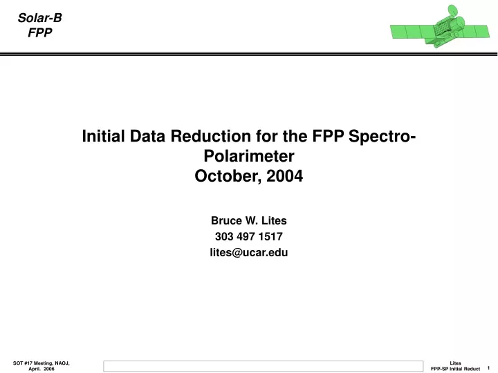 initial data reduction for the fpp spectro