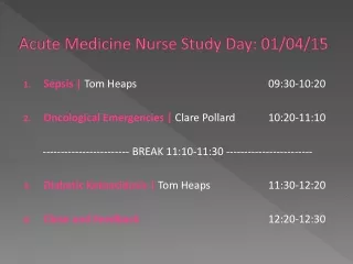 Acute Medicine Nurse Study Day: 01/04/15
