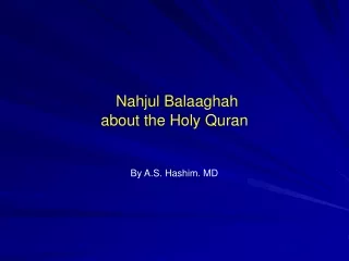 Nahjul Balaaghah about the Holy Quran