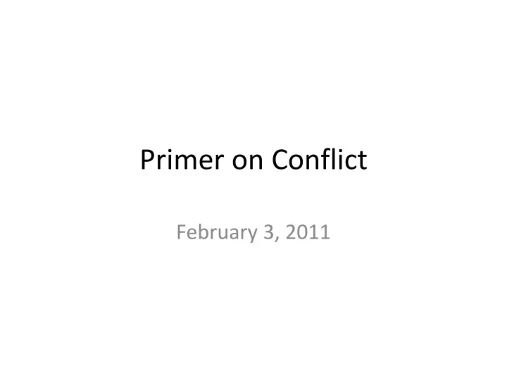 primer on conflict