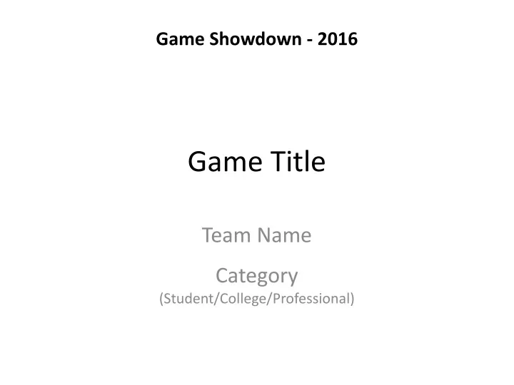 game showdown 2016