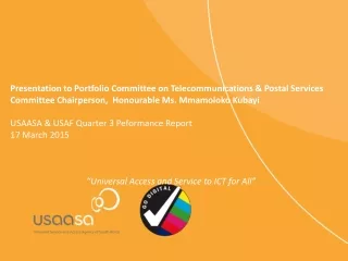 Presentation to Portfolio Committee on Telecommunications &amp; Postal Services