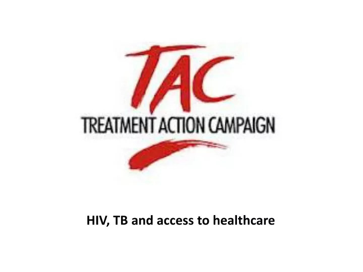 hiv tb and access to healthcare