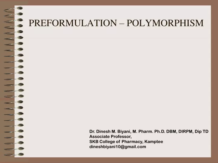 preformulation polymorphism