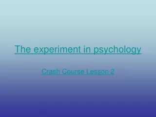 The experiment in psychology