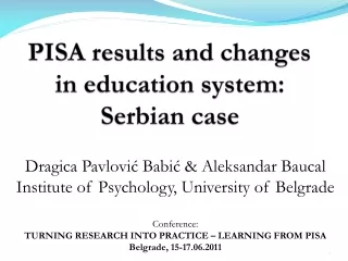 PISA results and changes in education system: Serbian case