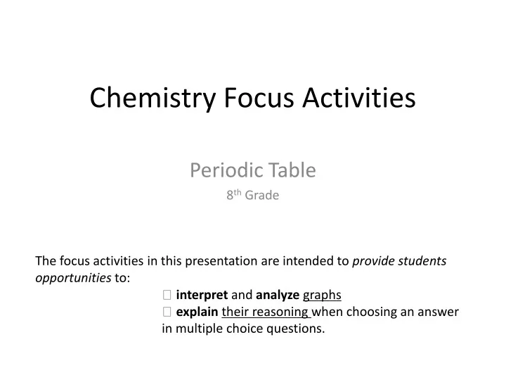 chemistry focus activities