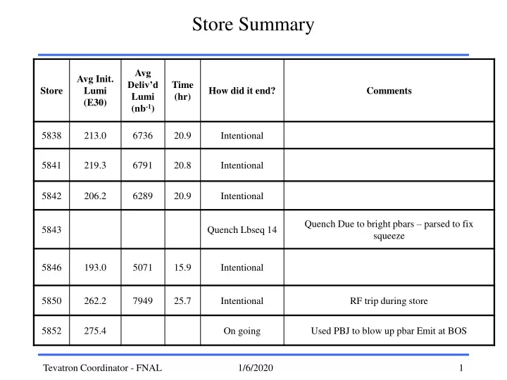 store summary