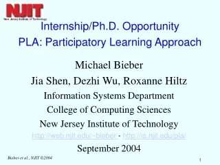 Internship/Ph.D. Opportunity PLA: Participatory Learning Approach