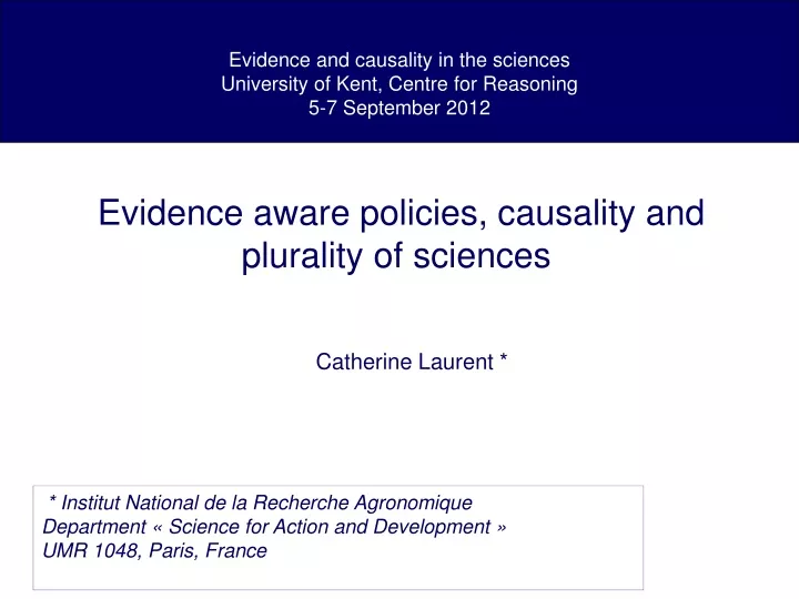 evidence and causality in the sciences university