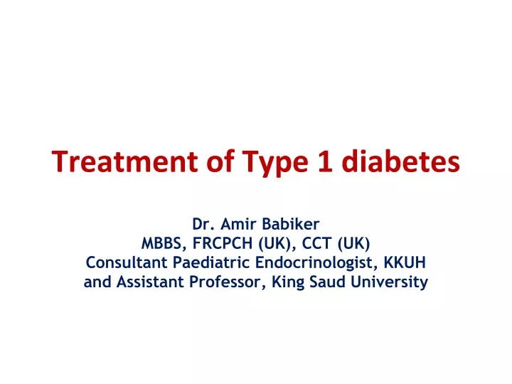 treatment of type 1 diabetes