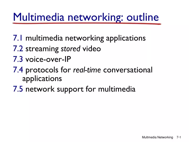 multimedia networking outline