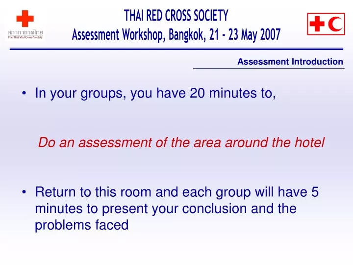 thai red cross society assessment workshop