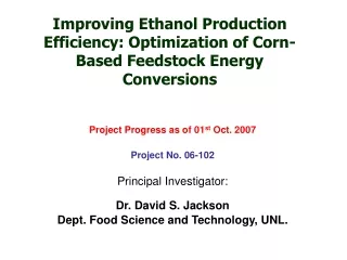 Improving Ethanol Production Efficiency: Optimization of Corn-Based Feedstock Energy Conversions