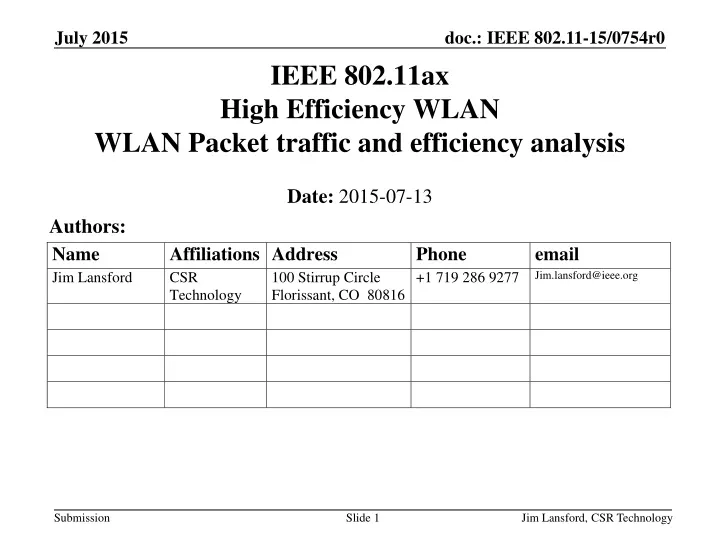 ieee 802 11ax high efficiency wlan wlan packet traffic and efficiency analysis