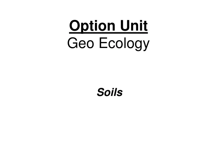 option unit geo ecology