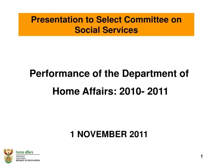 presentation to select committee on social