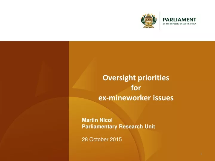 oversight priorities for ex mineworker issues