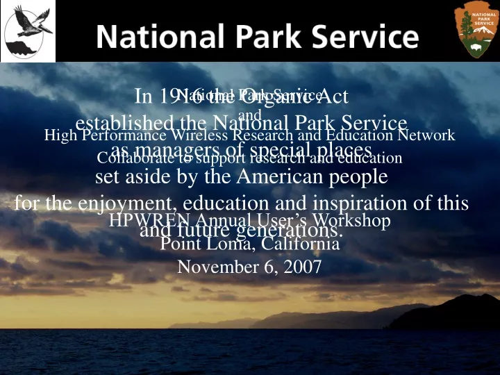 national park service and high performance