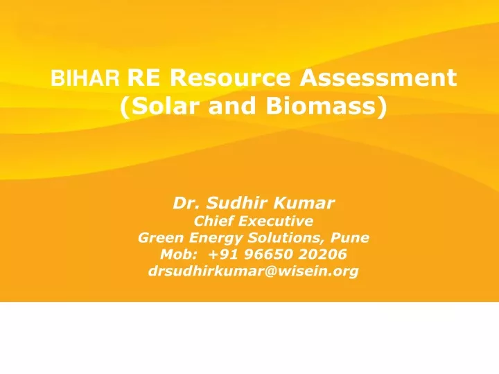 bihar re resource assessment solar and biomass