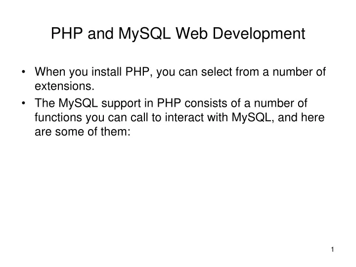 php and mysql web development