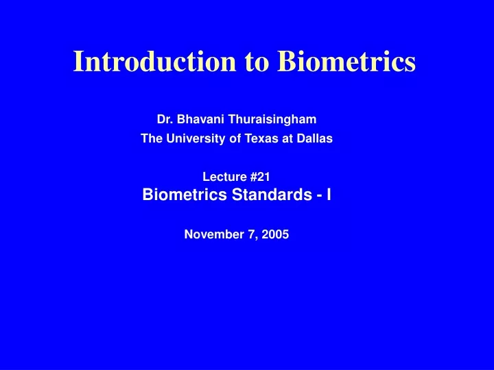 introduction to biometrics